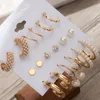 Dangle Chandelier 9pcsset Fashion Fashion Gold Gold Pearl Hoop Earrings 세트 여성 빈티지 금속 기하학적 원 드롭 2021 Trend Jewelry6021595