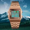 SKMEI Herenhorloge reloj digitale hombre Horloge Mannen Militaire Waterdichte Gouden Horloge StainlSteel Mode Elektronische Horloges X0524