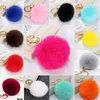 Multi Color Rabbit Fur Ball Keychain Bag Plush Cartador de carros Pingente de chave Pingente Anéis de cadeia para mulheres 2022 Jóias de moda