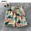 Drop wysyłka Letnie szorty męskie sznurka w talii moda drukowana luźna plaża Bermuda krótka 4xl 5xl 210412