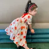 Yaz Toddler Bebek Çocuk Kız Elbise Çilek Dantelli Elbise Prenses Elbiseler Bebek Kız Giysileri Parti Kostüm Ropa Bebes Q0716