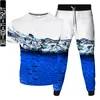 Men's Tracksuits Suit 2021 Printed Water Drop T-shirt Men And Women Casual 3D Fashion Short-sleeved Trousers Two-piece