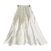 Zomertemperament All-match Beaded Bow Midi Long Rok Dames High-taille Elegante Dunne Grote Casual S 210420