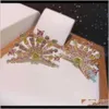 Jewelryluxury Multicolor Flowers Design Full Cubic Zirconia Stud Party Bridal Engagement Earrings Jewelry E-554 Drop Delivery 2021 Gc1Rj