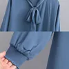 Escritório Lady Spruff manga mulheres camisas com arco mais tamanho blusa chiffon e tops Vintage solto feminino roupa 12963 210427
