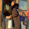 styl długi kurtka zimowa kobiety ciepłe z kapturem bawełniany płaszcz parka koreański przypadkowi luźne płaszcze 211108
