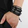 Vintage woven cowhide Bracelet diy12 style 12 piece suit men's leather chain arm ornament Alloy skull Infinity five star