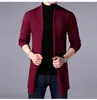 Homens de longa camisola de estilo primavera e outono x-longo knit jaquetas de cor sólida 210909