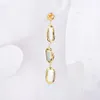GuaiGuai Jewelry Cultured White Biwa Pearl With Electroplated Edge Dangle Stud Earrings Handmade For Women Real Gems Stone Lady Fa8745748