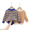 男の子のセーターの赤ん坊の縞模様の格子縞のニット子供の服秋と冬の肥厚プラスベルベットの暖かい男の子211201