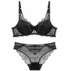 2020 français nouveau Push Up profond V soutien-gorge Sexy dentelle bref ensembles sous-vêtements minces ensemble Transparent 3/4 tasse ajusté-bretelles armatures X0526