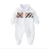 Cute Baby Boys Girls Pagliaccetti Primavera Autunno Infantile Tute a maniche lunghe Colletto rovesciato Bambino Plaid in cotone Onesies Abbigliamento per bambini