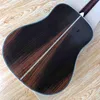 Anpassad 41-tums Koa Trä klassisk Folk Round Body Guitar, Real Abalone Inlay, Rosewood Guard, D-Body Acoustic Guitar