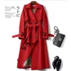 Kvinnors Trench Coats Kvinnor Casual Money Long Coat With Sashes Double Breasted Windbreaker 2021 Chic Office Ladies Ytterwear