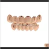 Grillz, Dental Body Drop Delivery 2021 Grillz Set Gioielli Hip Hop da uomo di alta qualità Denti placcati in oro reale Griglie Fashion Design Oehsv