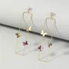 Dangle Lustre VSnow Minimaliste Violet Vert Émail Papillon Boucles D'oreilles Pour Les Femmes Or Métal Creux Carré Géométrique Goutte Accessoires Ki