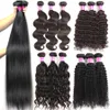 32 36 Human Virgin Hair Straight Bundles With Lace Closure Frontal Brazilian Weave Weft Body Natural Water Deep Wave Jerry Afro Kinky Curly Wet And Wavy 10A Grade