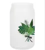 Sublimation Verre Chopes à Bière avec Couvercle en Bambou Paille DIY Blancs Dépoli Transparent en Forme de Can Gobelets Tasses Transfert de Chaleur 15 oz Café Glacé Soda Whisky Verres EN STOCK CG001