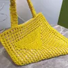 Borsa tote in paglia di rafia di design da donna Italia Milano Marchio ricamato Logo Net Shopping Borse Lady Spalla da spiaggia di grande capacità 281C