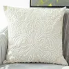 Ivoire housse de coussin Floral taie d'oreiller coton Suqare broderie taie d'oreiller 45x45cm décoration de la maison pour canapé-lit 210401