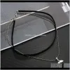 Necklaces & Pendants Jewelry Drop Delivery 2021 Fashion Two Layer Necklace Korean Veet Leather Cord Black Color Choker Fish Tail Pendant Meta