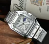 2021 New Six Stitches Luxury Mens Watches All Dial Work Work Quartz Watch عالية الجودة أعلى العلامة التجارية Moon Moon Clock Clock Steel Bel2366