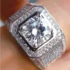 Silver VS2 2 S Natural Moissanite Ring For Men Anillos Bizuteria Gemstone 925 Jewelry Bague Bijoux Femme Rings Cluster201z