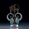 Brincos Colar Espiral Separado Opal Dangle Brinco Moda Modelos de Moda Azul Stone Spirals Declaração Para As Mulheres Punk Jewelry Aretes de Mujer