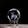 Dekorativa Objekt Figuriner Animal Zodiac Cow Crystal Ball Laddning Stock Market Bull Feng Shui Glass Marmor Sphere Globe Hem Art Decor