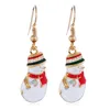 Earrings & Necklace European And America Cute Cartoon Dripping Oil Colored Snowman Christmas Gift Set Jewelry Sets