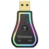 주변 조명 USB 블루투스 5.0 송신기 수신기 3.5mm AUX 스테레오 음악 무선 어댑터 PC TV 헤드폰 자동차 용