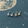 Cute Round Zircon Gold Color Stud Earring for Women Real 925 Sterling Silver Anti-Allergy Ear Pin Fine Jewelry Girl Gift 210707