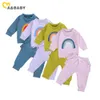 0-3y herfst winter peuter baby geboren baby meisjes kleding set regenboog lange mouw top ruches broek outfits kleding 210515