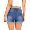 Женские шорты женщин с низкой талией вымытые разорванные отверстие короткие мини джинсы джинсовые джинсовые джинсовые шорты FEMININO 210611