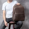 Men's Genuine Cowhide Leather Backpack Large Laptop Shoulder Bag Travel Classic Vintage Crazy Horse School