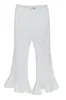 여름 여성 의류 높은 허리 플레어 바지 지퍼 주름진 전체 길이 흰색 바지 여성 바지 WP91800L 210421