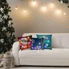 Funda de almohada Lino Moda Feliz Navidad Funda de cojín Led Simple Happy Year Snow Vintage Home Bed Decorativo