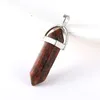 Natural Crystal Stone Pendant Party Favor DIY Hexagonal Column Necklace Fashion Jewelry Accessories 8*32MM Without Chain