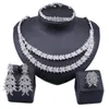 Set di gioielli da sposa in oro di cristallo da sposa Dubai, collana, bracciale, orecchini, set di gioielli di moda per donne nigeriane284T