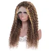 Ishow Brazylijski wstępnie oskubający przezroczysty HD Koronki Przód Wig Highlight Proste Ludzkie Włosy Peruki 13x4 13x6 5x5 4x4 Pałąk Ciało Loose Deep Curly 4/27 Brązowy kolor dla kobiet