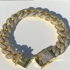 Link Chain Fashion Hiphop Luxury Armband för män 12mm kubansk guld silver färgarmband smycken strass trum22