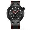 Luxurious Brand Sports Quartz Watch Black Silicone Strap Uomo Orologi da uomo Militare Forma Pneumatico Impermeabile Design Unico Design Orologio da polso stereoscopico