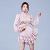 irregular Sexy Office Dress korean Pink Summer long Short stand nightclub ccabaret party Dresses for women 210602