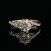 9K White Gold Ring Diamond Flower shape Anniversary romantic Trendy For Women