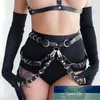 Goth Cuir Corps Harnais Chaîne Ceinture Sorcière Gothique Punk Mode Métal Fille Festival Sexy Anneau En Métal Jarretière Prix Usine Conception Experte Qualité Dernier Style