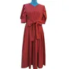 Vintage Print Dot Dress For Women V Neck Short Sleeve High Waist Ruched Elegant Dresses Female Fashion Clothes 210520