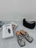 Kare Toe Retro Baotou Half-Tow Açık Terlik Deri Ayakkabı Timsah Desen Zinciri Loafer'lar Muller Sandalet