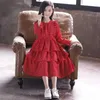 2021 Teenager Girls spring summer Tiered Princess Dress Polka Dot Layered Long Sleeve Clothes Kids 3 4 5 6 7 8 9 10 11 12 Year Q0716