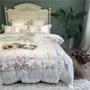 800TCエジプトの綿の高級刺繍白い寝具セットクイーンキングサイズベッドカバー布団カバーベッドシートセットパリュレデリット211007