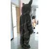 Halloween cinza lobo peludo traje de mascote de alta qualidade desenho animado pelúcia animal anime tema caráter adulto tamanho Natal carnaval fantasia vestido